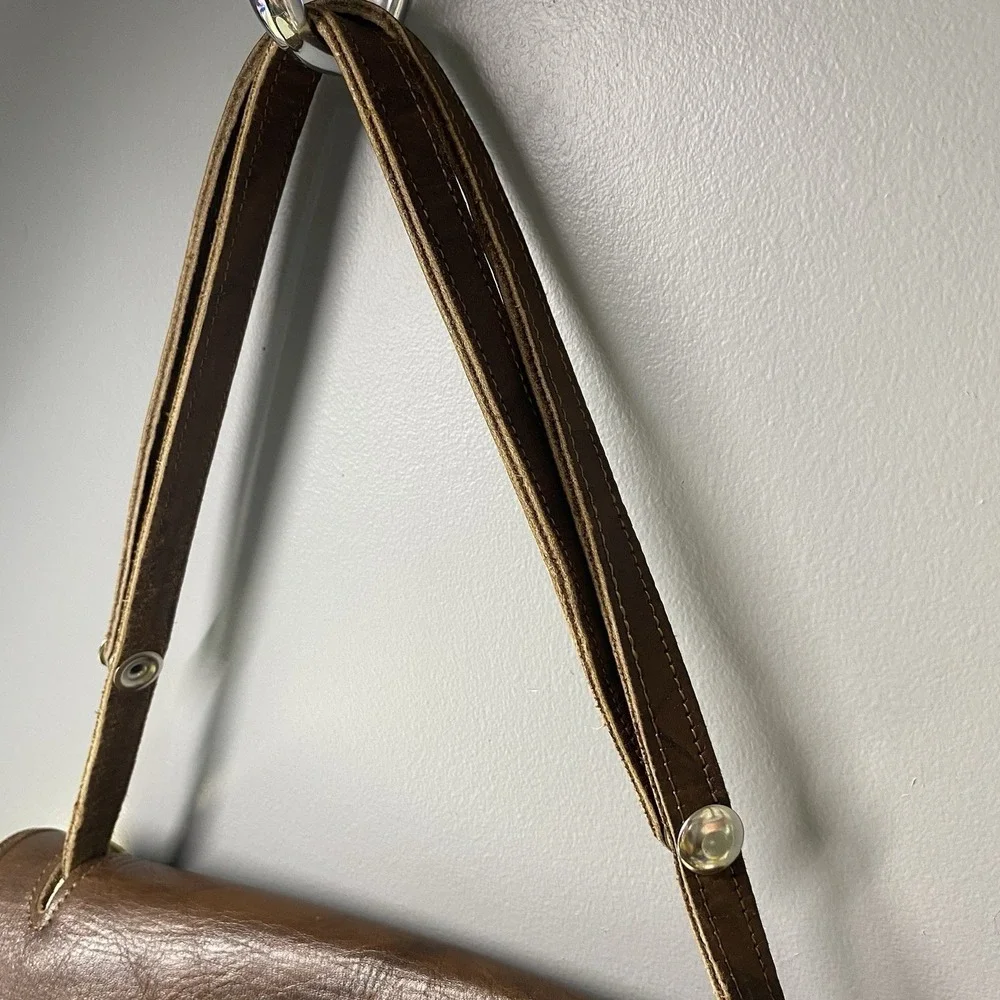 Vintage Real Leather Women's brown‎ Purse Boho Hand Tooled Shoulder bag 7x10x3
